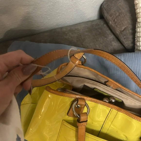 Coach Yellow Patent Leather Shoulder Bag - Picture 5 of 6